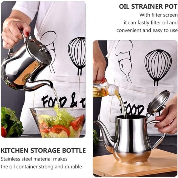 Stainless Steel Oil Filter Pot (Size 32oz=946ml) - Image 5