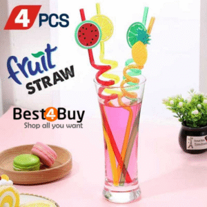 4Pcs Fruit Straw, Party Decoration Colorful Fruit Style Straw