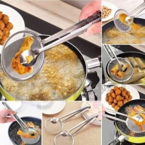 Stainless Steel Filter Spoon with Clip Food Kitchen Strainer