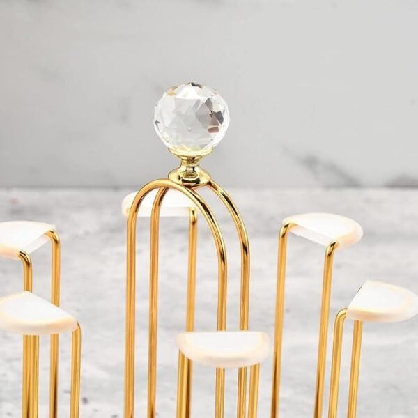 360 Degree Rotating Dining Table Glass holder Rack, Golden Metal Stainless Steel Glass Stand - Image 5