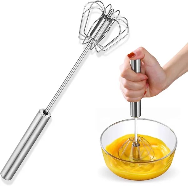 Hand press stainless steel egg beater - Image 2