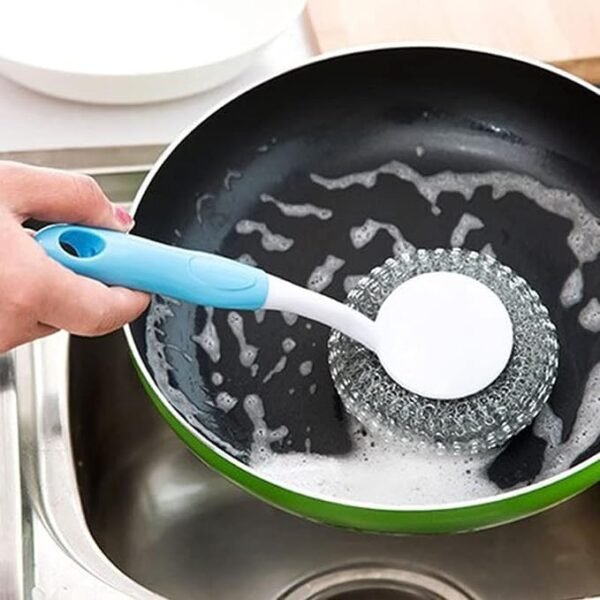 Steel Scrubber with Handle for Cleaning - Image 3