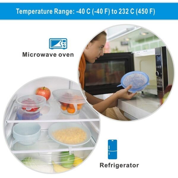 6pcs Silicon (Big) Food Cover Set - Image 6
