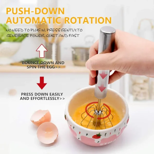 Hand press stainless steel egg beater - Image 3