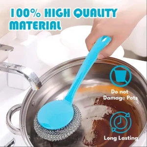 Steel Scrubber with Handle for Cleaning