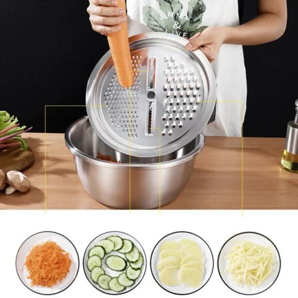 Stainless steel 3 in 1 vegetable cutter & drain basket - Image 8