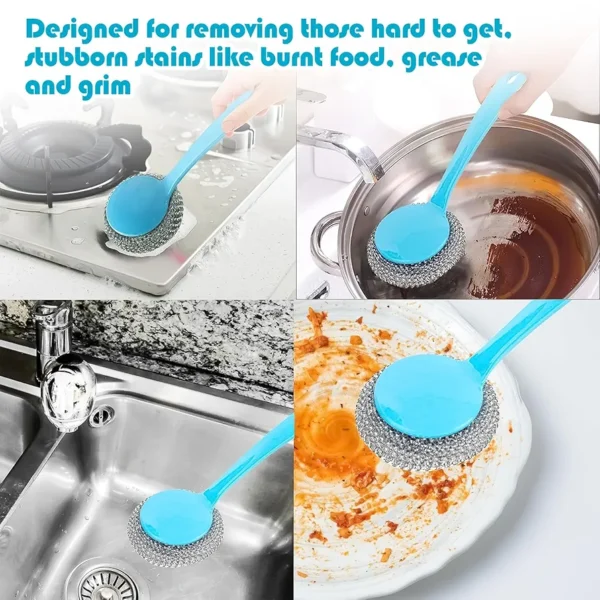 Steel Scrubber with Handle for Cleaning - Image 2