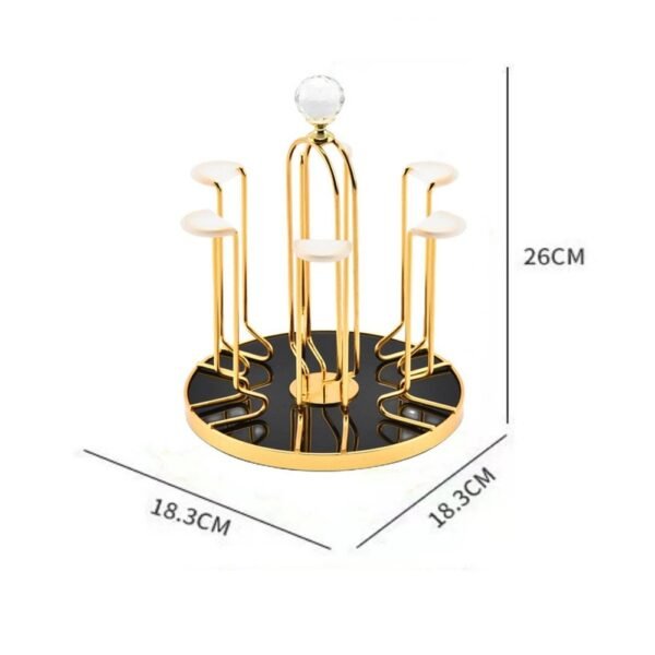 360 Degree Rotating Dining Table Glass holder Rack, Golden Metal Stainless Steel Glass Stand - Image 6