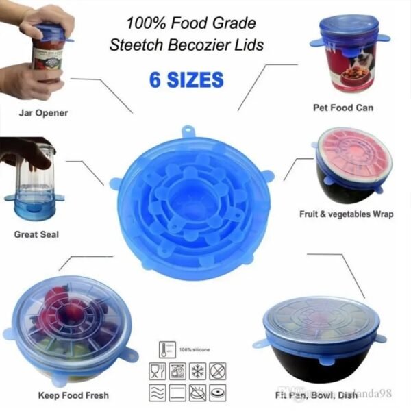 6pcs Silicon (Big) Food Cover Set - Image 5