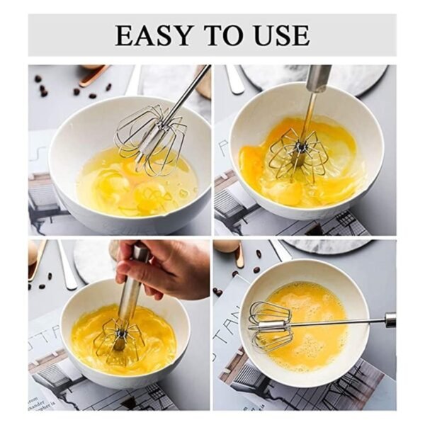 Hand press stainless steel egg beater - Image 4