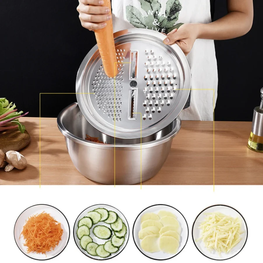 Stainless steel 3 in 1 vegetable cutter & drain basket - Image 5