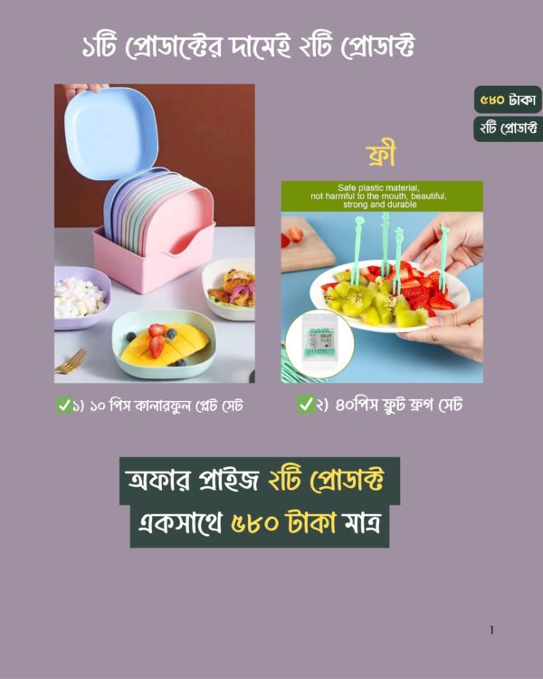 10pcs colourful plate with Free Fork set