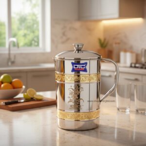 ৩ লিটার পিতল পট্টি স্টীল জগ