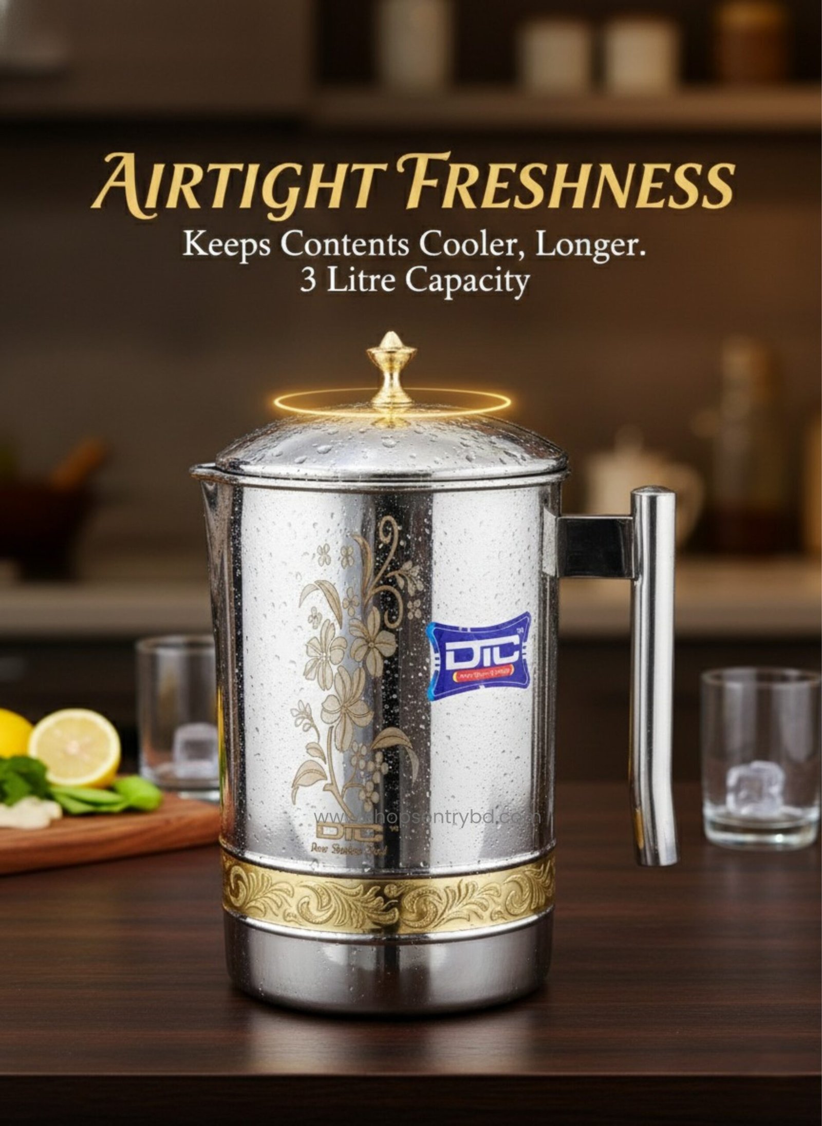 পিতলের ডিজাইন ৩ লিটার জগ - Image 4